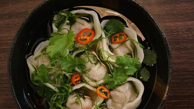 Pho dumplings and basil oil at Ông Vietnamese Bar &amp; Kitchen.