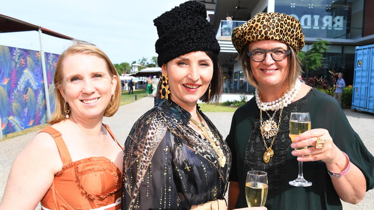 Kristy Edlund, Silvija Majetic and Terri Layman at Darwin Ladies Day. Picture: (A)manda Parkinson