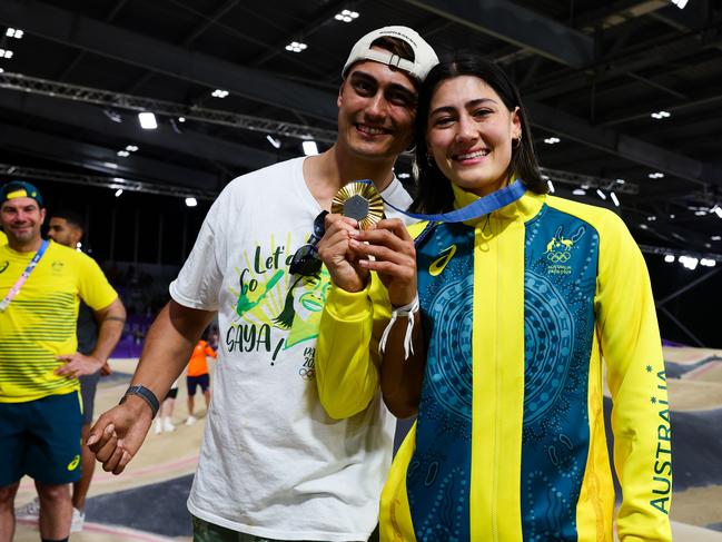 Saya Sakakibara with her brother Kai who suffered a brain injury in a BMX crash in 2020. Picture: by Pete Dovgan/Speed Media/Icon Sportswire via Getty Images