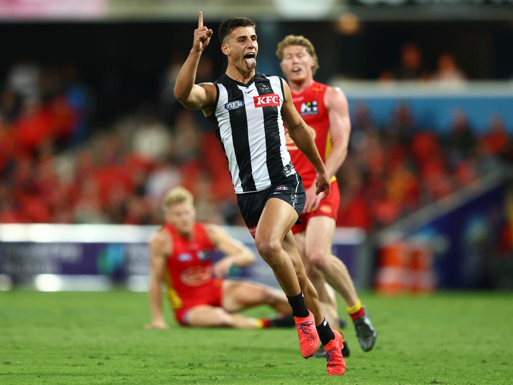 Nick Daicos tried to lift Collingwood with a big last quarter. Picture: Chris Hyde/Getty Images