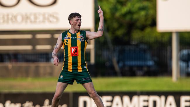 Benjamin Brett as PINT take on the Darwin Buffaloes in Round 1 of the 2024-25 NTFL season. Picture: Pema Tamang Pakhrin