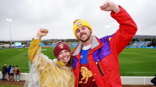 Lions fans enjoying the action. Picture: James Elsby/AFL Photos