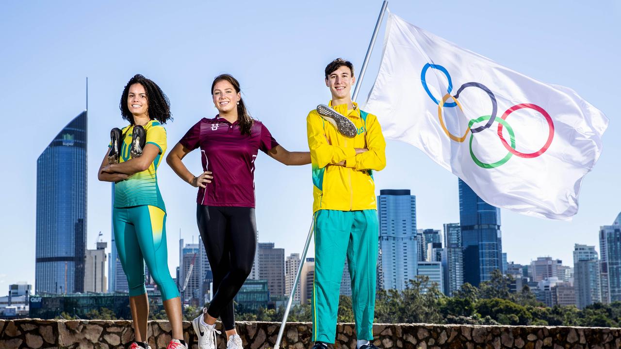 Sprinter Torrie Lewis, water polo player Amelia Watt and athlete Ashley Wong were excited the Games were headed to Brisbane.- Picture: Richard Walker