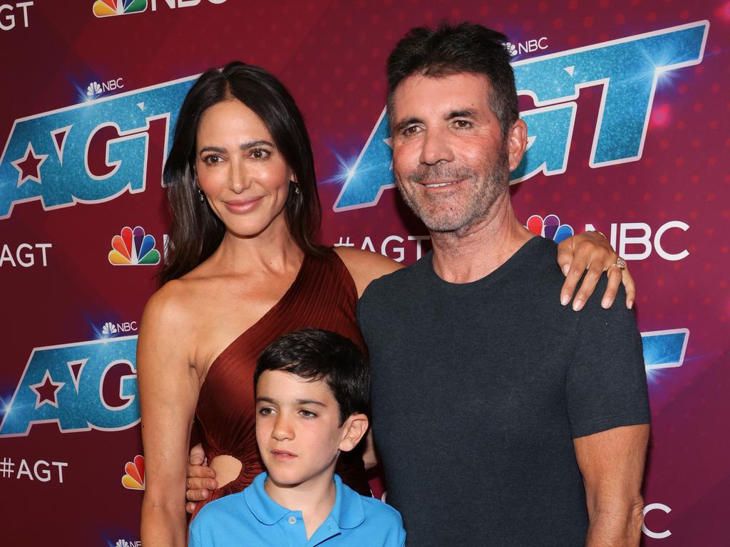 Simon Cowell with his fiance, Lauren Silverman and son, Eric Cowell. Picture: David Livingston/ Getty Images.