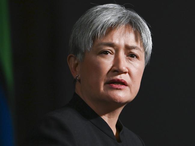 CANBERRA, Australia - NewsWire Photos - July 17, 2024: Australian Foreign Affairs Minister, Penny Wong speaks at the commemoration marking 10 years since the downing of Flight MH17 will be at Parliament House in Canberra. Picture: NewsWire / Martin Ollman