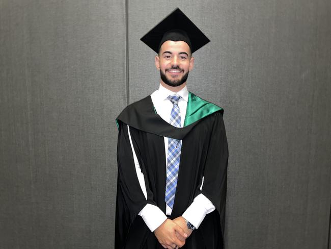 Joshua Sicari graduated from Australian Catholic University with a Bachelor of Teaching and a Bachelor of Exercise Science. Photo: Himangi Singh.