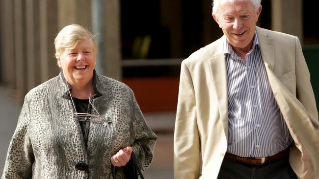 Former Victoria Police Commissioner Christine Nixon with husband John Becquet at Melbourne’s Supreme Court. Picture: Stuart McEvoy