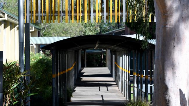 An empty hallway at Epping Boy's High School — which may be the first of many NSW public schools forced to close. Picture: Bianca De Marchi/AAP