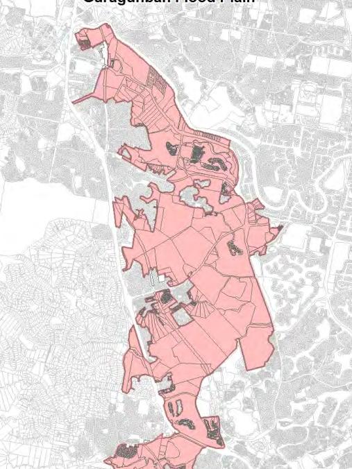 Guragunbah flood plain map, the site of a controversially rejected Robina retirement village tower plan. Photo: Supplied