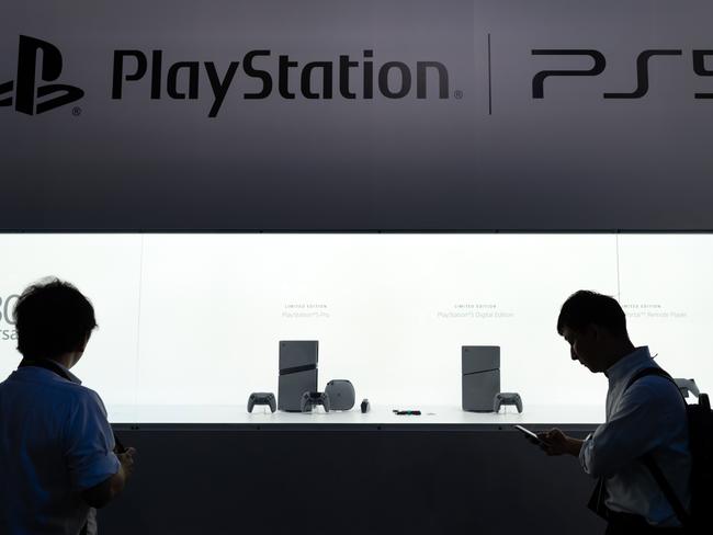 CHIBA, JAPAN - SEPTEMBER 26: Sony PlayStation 5 Pro (L) and PlayStation 5 Digital Edition (R) video game consoles are displayed during the Tokyo Game Show 2024 at Makuhari Messe on September 26, 2024 in Chiba, Japan. The gaming exhibition is one of the world's largest and will be held through September 29th. (Photo by Tomohiro Ohsumi/Getty Images)