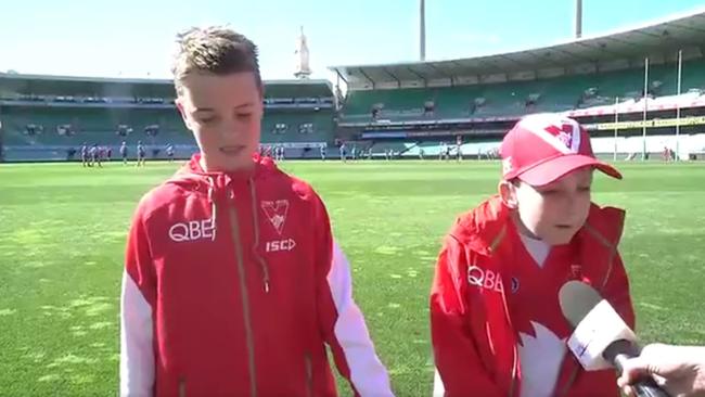 Jarryd Haines and Mark Smith got to meet their AFL heroes after a social media campaign to find them.