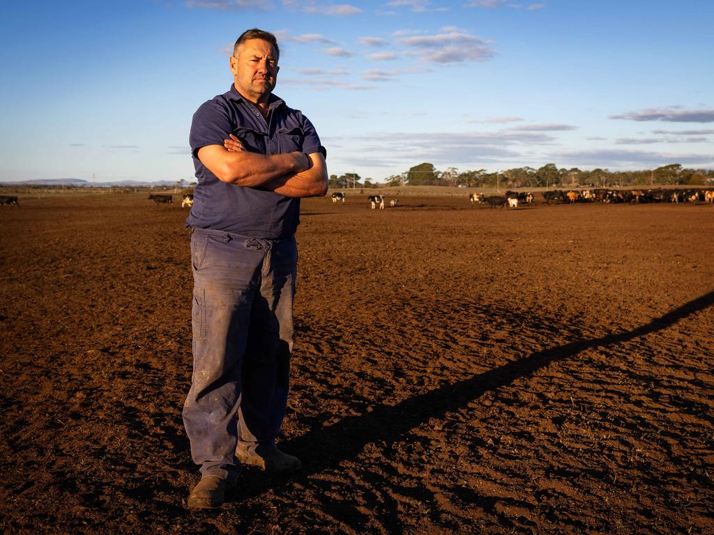 Pomborneit dairy farmer Mr Bennett on his dry land. Picture: Mark Stewart
