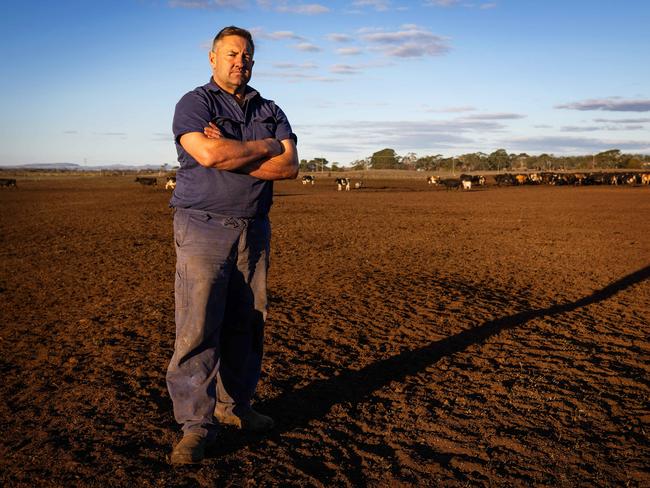 Pomborneit dairy farmer Mr Bennett on his dry land. Picture: Mark Stewart