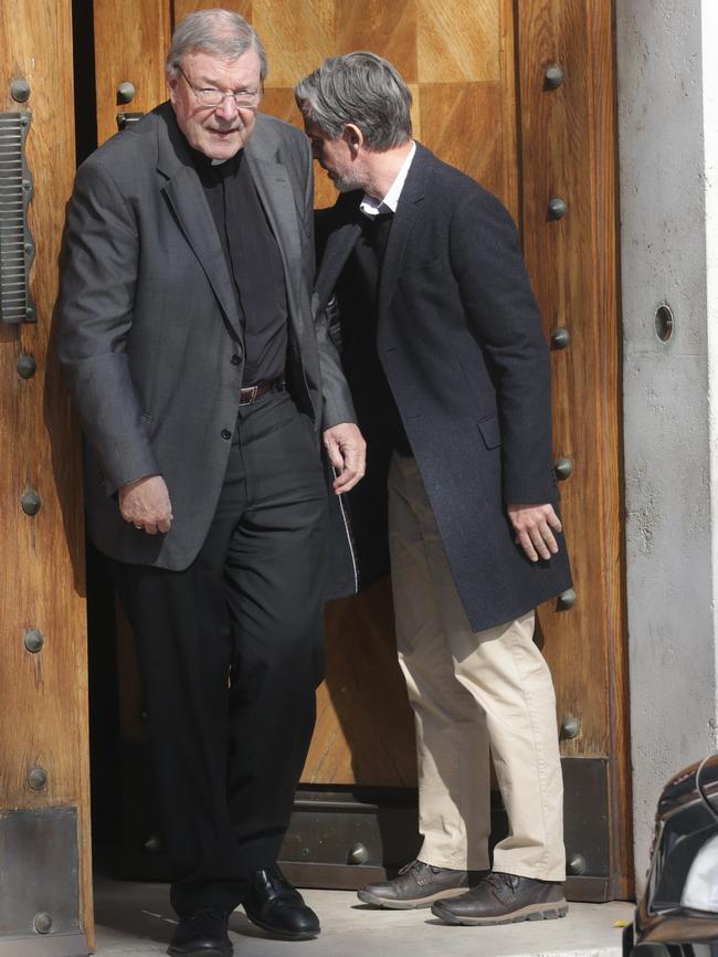 Cardinal George Pell leaves his home near the Vatican. Picture: Ella Pellegrini