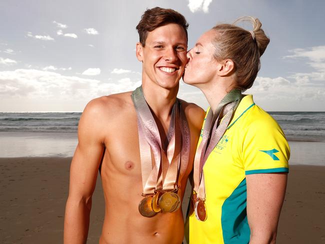 Mitch Larkin and Emily Seebohm were all smiles at the Gold Coast 2018 Commonwealth Games in April. Picture: Michael Willson