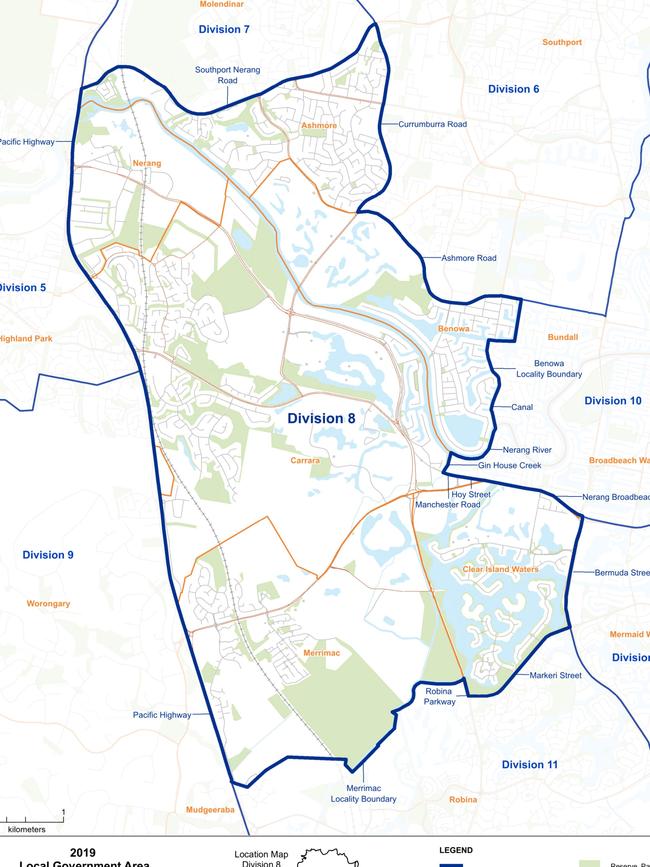 Gold Coast Division 8 Electoral Commission map 2020. Photo: ECQ