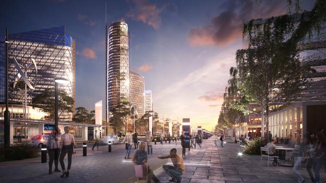 A concept image of the proposed World Trade Center at Badgerys Creek, designed by Woods Bagot. Picture: Supplied