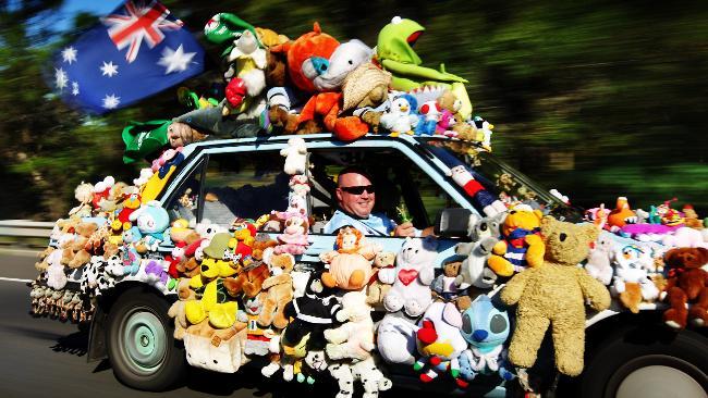 Teddy bear bumper bars ... Bruce Mitchelson and his unique car / Pic: Craig Greenhill