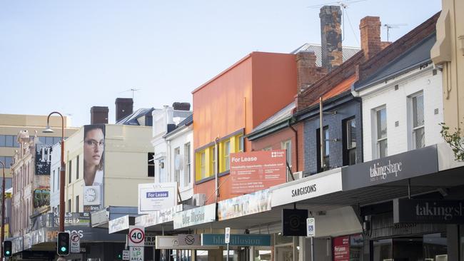 Shop tops on Liverpool Street, Hobart. Picture: Chris Kidd