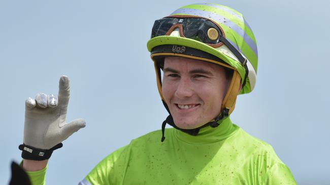 Trainspotting (#2) wins the Schweppes 3yo Bm 65 Handicap at the Ipswich Racetrack on Wednesday. Jockey Micheal Hellyer