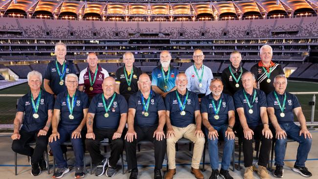 The Men's 65s All-Australian team following the 2024 AFL Masters National Carnival in Fremantle. Picture: AFL Masters