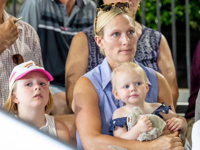 Zara Tindall and daughters Mia and Lena. Picture: Luke Marsden.