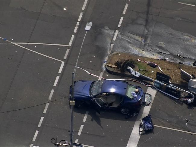 Ahmed was driving a Volkswagen when he crashed on Lygon St / Elgin St in Carlton. Picture: Supplied/ 7News