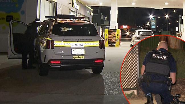 An ambulance crew filling up at a Tapleys Hill Road service station sprung into action after a stabbing victim approached them and asked for help. Picture: 7NEWS