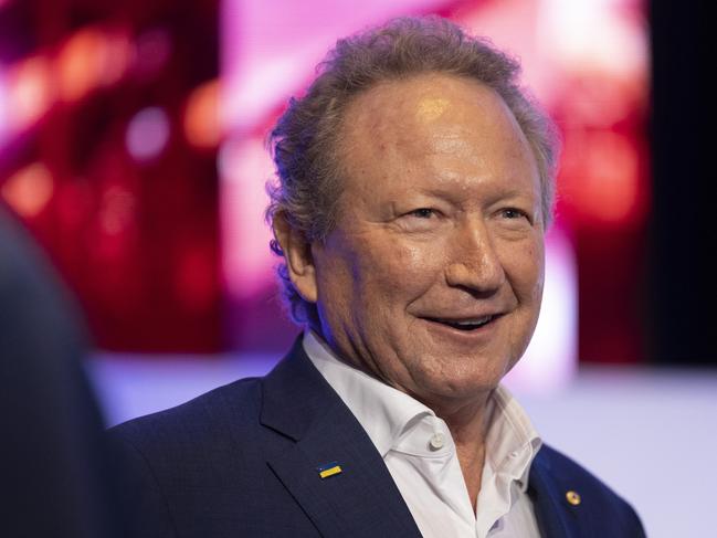 Fortescue Executive Chairman Dr Andrew Forrest is seen during the Fortescue Metals Annual General Meeting in Perth, Tuesday, November 22, 2022. (AAP Image/Matt Jelonek) NO ARCHIVING