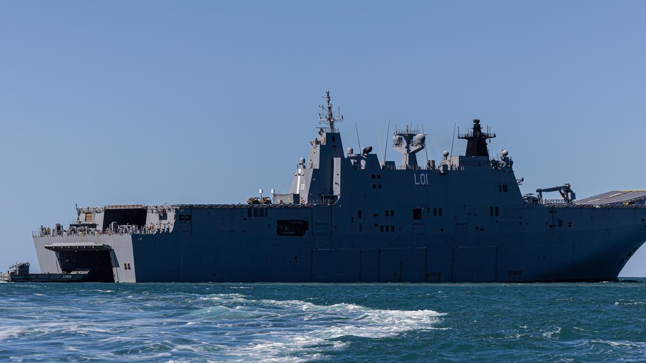 Soldiers from the Australian Amphibious Force travel to a Beach Landing Site off Cowley Beach in an LHD Landing Craft as part of the Wet and Dry Environmental Rehearsals. Photo: CAPT Annie Richardson