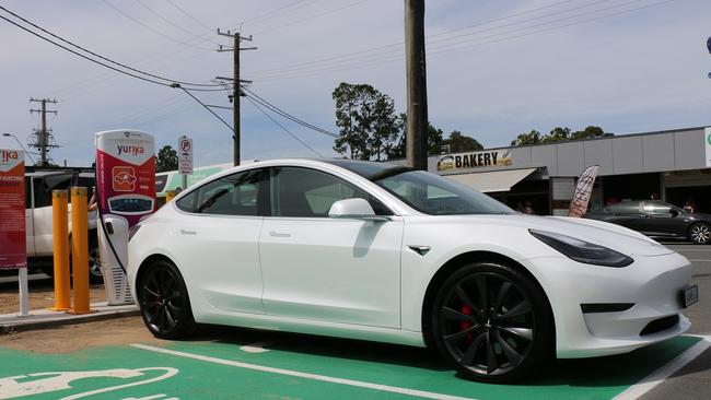 An EV charging station at Forest Glen on the Sunshine Coast.