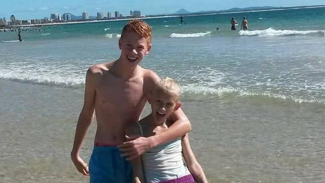 Joshua Waite and his sister Ashley at Mooloolaba on the Sunshine Coast. Picture: Facebook