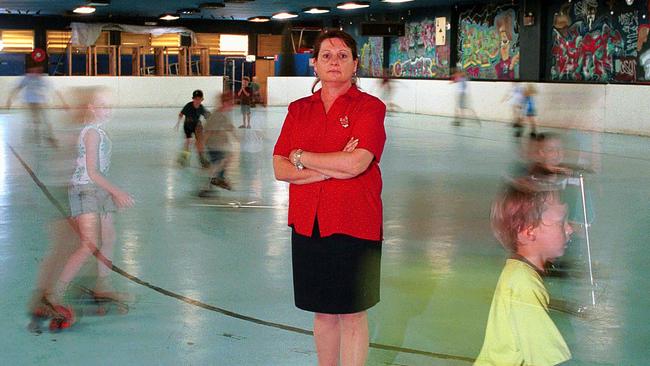 Former owner of Frogy’s Skate Centre Helen Larsson before the rink shut in January 2002. Picture: Ron Hutchings