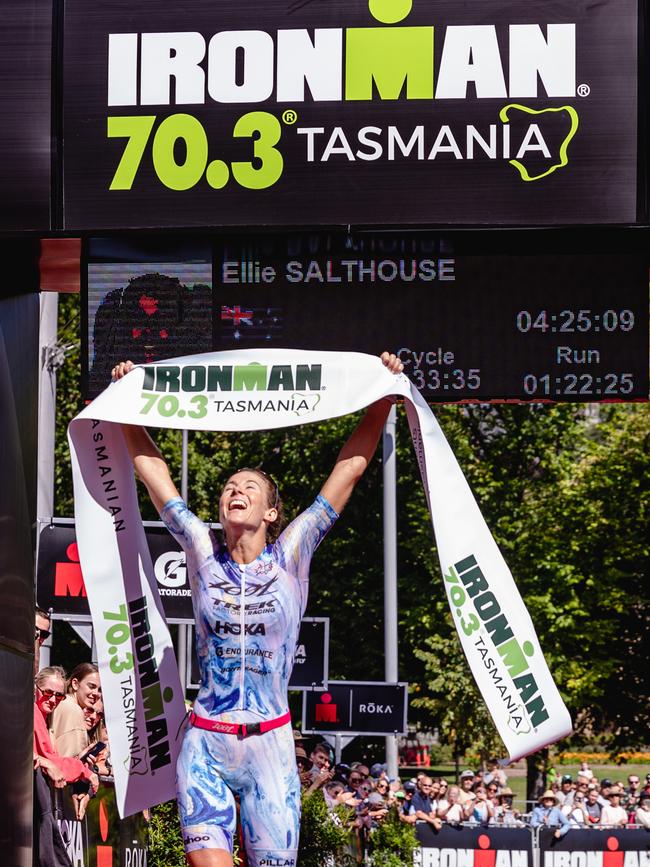 Ironman 70.3 Tasmania womenÃ•s professional winner, Ellie Salthouse. Picture: Linda Higginson