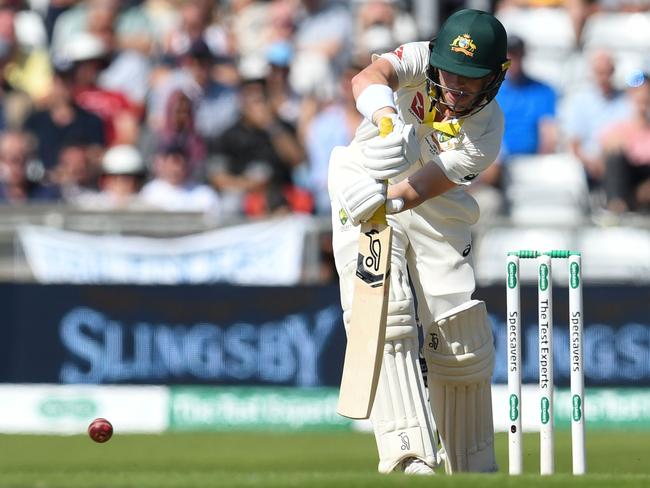 Australia's Marcus Harris bats on the second day of the third Test at Headingley.