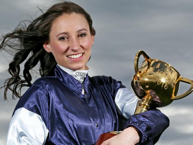 Katelyn Mallyon and the Melbourne Cup. Picture: Colleen Petch