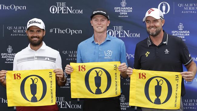 Curtis Luck of Australia, Ryggs Johnston of the United States and Marc Leishman are all headed to the British Open (Photo by Darrian Traynor/Getty Images)