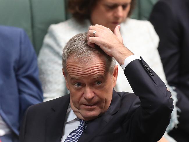 Opposition Leader Bill Shorten during Question Time in the House of Representatives Chamber, at Parliament House in Canberra. Picture Kym Smith