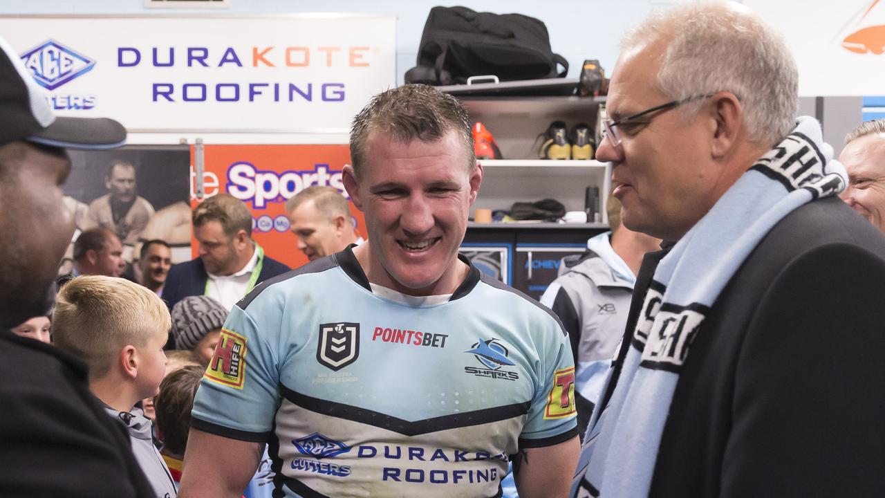 Then Cronulla captain with Scott Morrison in July 2019. Picture: Craig Golding/AAP