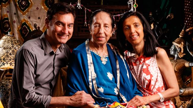 Mrs Singh, centre, and her children Amrik and Sheila at Jasmin in 2017. Picture: Matt Turner