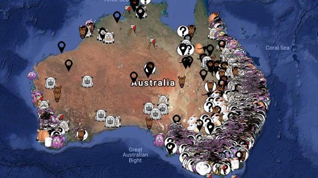 Hundreds of animal-related businesses have been pinpointed on a map created by animal activist group Aussie Farms. 