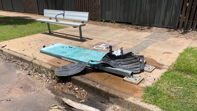 NT Police have arrested four youths after a stolen vehicle crashed into a bus stop in the Northern Suburbs, as part of a series of alleged crimes.