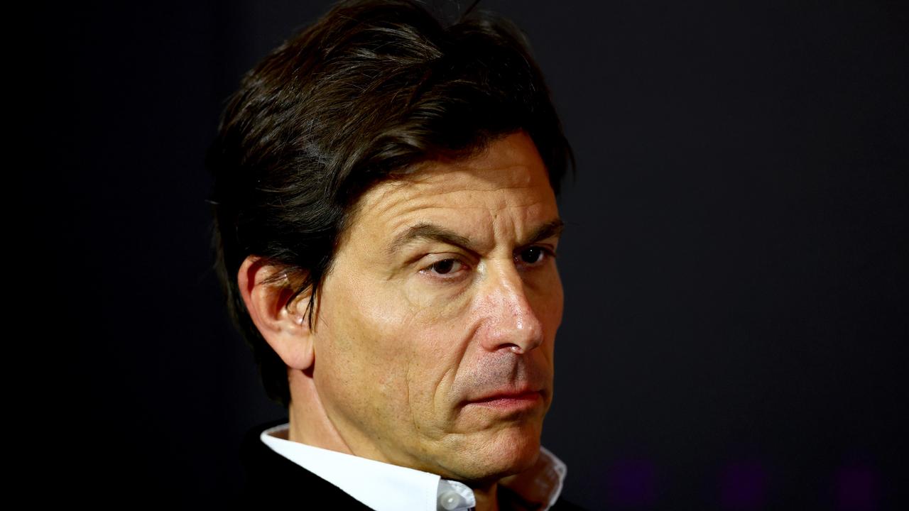 NORTHAMPTON, ENGLAND – JULY 05: Mercedes GP Executive Director Toto Wolff attends the Team Principals Press Conference during practice ahead of the F1 Grand Prix of Great Britain at Silverstone Circuit on July 05, 2024 in Northampton, England. (Photo by Bryn Lennon/Getty Images)