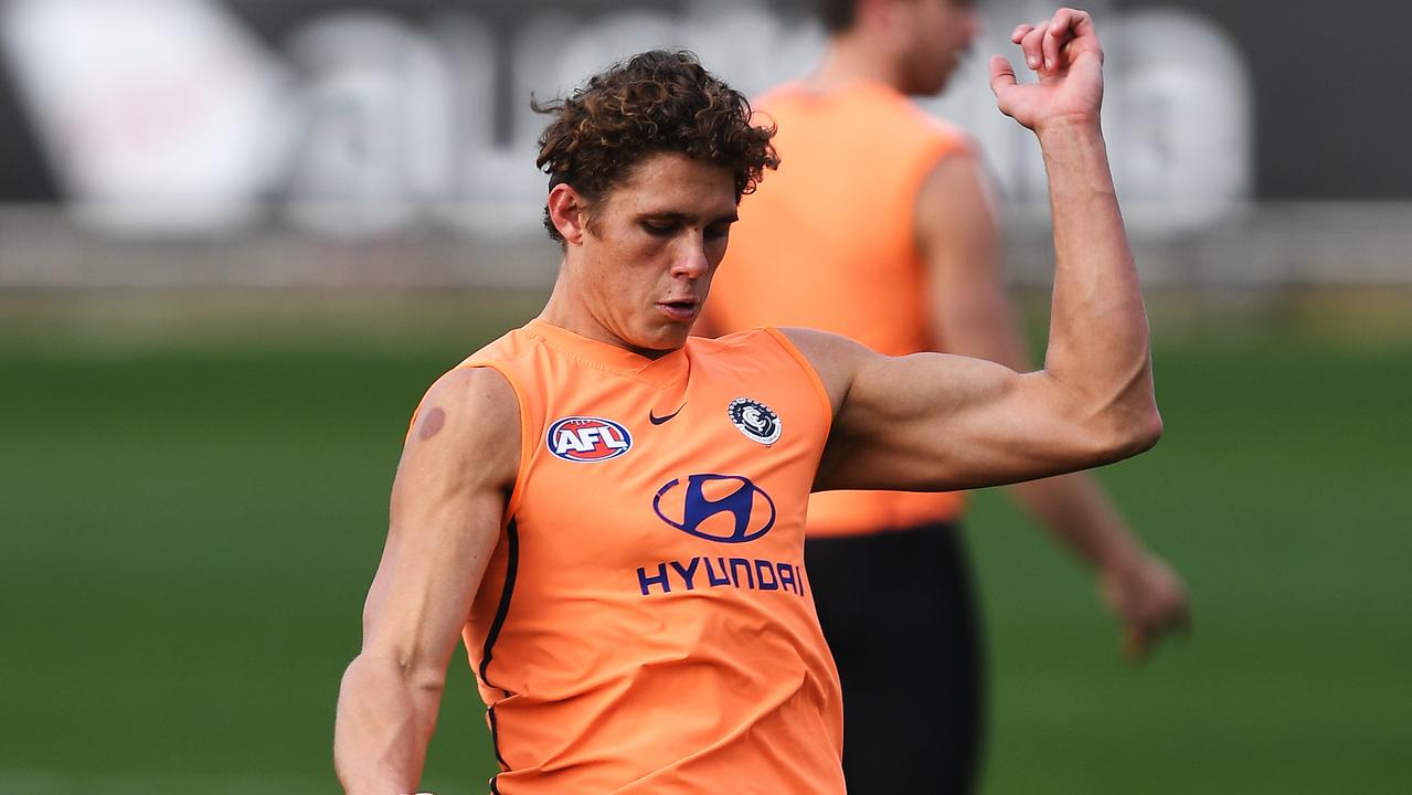 Charlie Curnow at Carlton training. (AAP Image/James Ross)