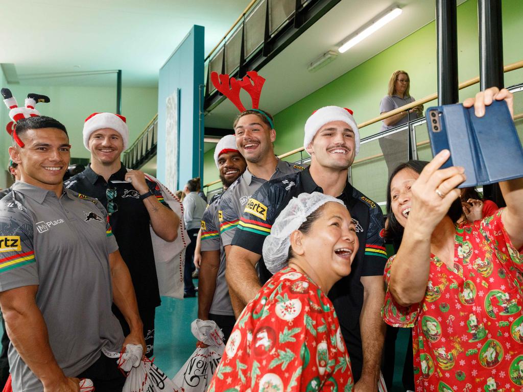 Penrith Panthers NRL players visited Nepean Hospital. Picture: Max Mason-Hubers