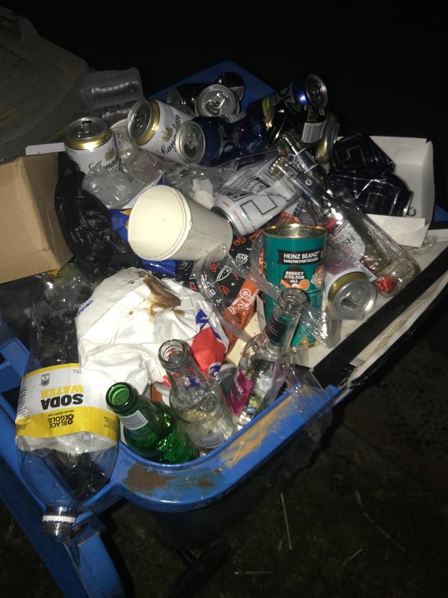 Some of the alcohol found on teens who tried to crash a Beaumaris Australia Day party.