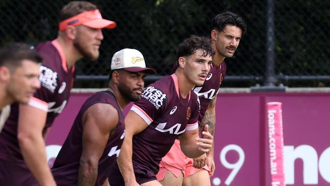 Jesse Arthars, far right, has edged out Corey Oates. Picture: Liam Kidston