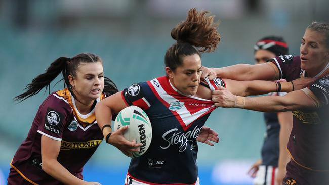 Shontelle Stowers in action for the Roosters during their loss to the Broncos. Picture: Brett Costello