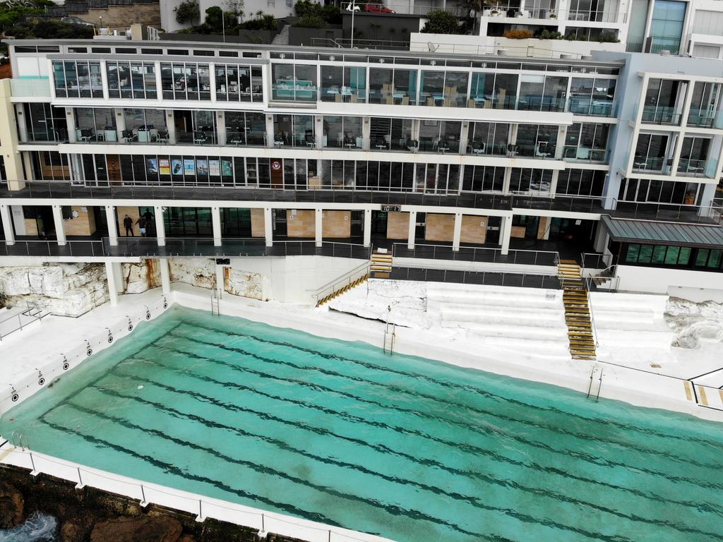 A deserted Bondi Icebergs after being forced to close down. Picture: Toby Zerna