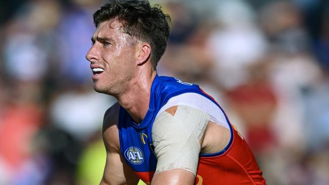 ADELAIDE, AUSTRALIA - APRIL 12: Noah Answerth of the Lions during the round five AFL match between Western Bulldogs and Brisbane Lions at Norwood Oval, on April 12, 2025, in Adelaide, Australia. (Photo by Mark Brake/Getty Images)